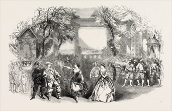 SCENE FROM LA MUTA DI PORTICI, AT HER MAJESTY'S THEATRE, HAYMARKET, LONDON, UK, 1851 engraving