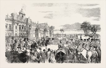STATE OPENING OF THE GREAT EXHIBITION, HER MAJESTY LEAVING BUCKINGHAM PALACE, LONDON, UK, 1851