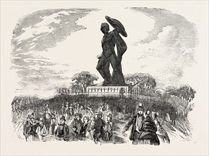 OPENING OF THE GREAT EXHIBITION, SKETCH IN HYDE PARK, LONDON, UK, 1851 engraving