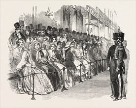 OPENING OF THE GREAT EXHIBITION, SKETCH IN THE NAVE, CRYSTAL PALACE, HYDE PARK, LONDON, UK, 1851