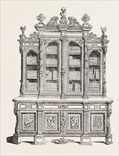 CARVED BOOKCASE, SOCIETE DES EBENISTES, 1851 engraving