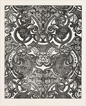 BLUE AND GOLD DAMASK, BY MESSRS. HOULDSWORTH AND CO., 1851 engraving