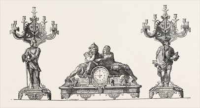 CHIMNEY ORNAMENTS IN BRONZE, BY M.M. LEROLLE FRERES, 1851 engraving