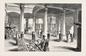 THE MUSEUM OF PRACTICAL GEOLOGY, THE GREAT HALL, 1851 engraving