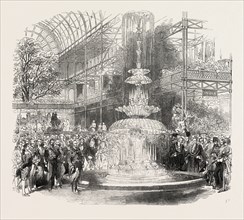 THE TRANSEPT OF THE CRYSTAL PALACE ON THE 1ST OF MAY, THE GREAT EXHIBITION, LONDON, UK, 1851