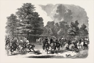 ROTTEN ROW, HYDE PARK, LONDON, UK, 1851 engraving