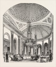 HER MAJESTY'S CONCERT, BUCKINGHAM PALACE, THE GRAND SALOON, LONDON, UK, 1851 engraving