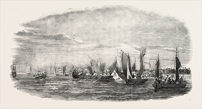 EMBARKATION OF SIR ANDRIES STOCKENSTROM, AT CAPE TOWN, SOUTH AFRICA, 1851 engraving