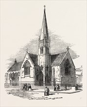 ST. MATTHEW'S CHURCH, LOWER ROAD, ISLINGTON, LONDON, UK, 1851 engraving