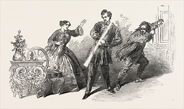 SCENE FROM A DAY OF RECKONING AT THE LYCEUM THEATRE, LONDON, UK, 1851 engraving