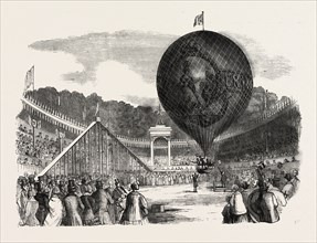 ASCENT OF MR. HAMPTON'S ERIN-GO-BRAGH BALLOON, AT BATTY'S ROYAL HIPPODROME, KENSINGTON, LONDON, UK,