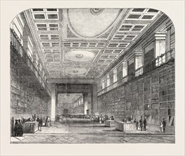 BRITISH MUSEUM, THE ROYAL OR KING'S LIBRARY, LONDON, UK, 1851 engraving