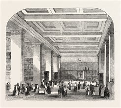 BRITISH MUSEUM, THE ROYAL OR KING'S LIBRARY, THE LARGE ROOM, LONDON, UK, 1851 engraving