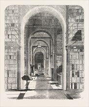 BRITISH MUSEUM, THE ROYAL OR KING'S LIBRARY, THE ARCHED ROOM, LONDON, UK, 1851 engraving