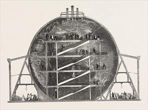 MR. WYLD'S MODEL OF THE EARTH, SECTIONAL VIEW, 1851 engraving