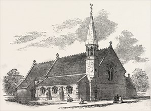 NEW CHURCH, AT LAMBOURNE WOODLANDS, BERKSHIRE, UK, 1851 engraving