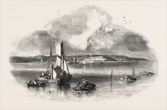 EXMOUTH, FROM STARCROSS, UK, 1851 engraving