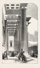 THE BRITISH MUSEUM, PRINCIPAL ENTRANCE, LONDON, UK, 1851 engraving