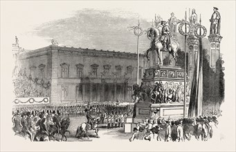 INAUGURATION OF THE STATUE OF FREDERICK THE GREAT, AT BERLIN, GERMANY, 1851 engraving
