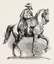 STATUE OF FREDERICK THE GREAT, AT BERLIN, GERMANY, 1851 engraving