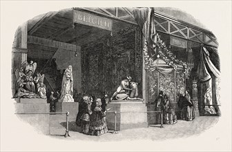 THE GREAT EXHIBITION, CRYSTAL PALACE, HYDE PARK, LONDON, UK: THE BELGIAN COURT, 1851 engraving