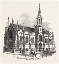 NEW CHURCH AT LAUNCESTON, VAN DIEMEN'S LAND, TASMANIA, AUSTRALIA, 1851 engraving