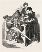DELARUE'S PATENT ENVELOPE MACHINE, 1851 engraving