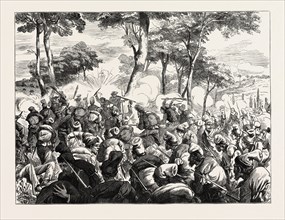 THE CIVIL WAR IN SPAIN: BAYONET CHARGE OF REPUBLICAN VOLUNTEERS AT BERGA, 1873 engraving