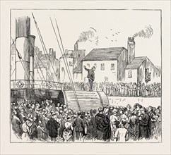 ON THE WAY TO PARAY-LE-MONIAL, FRANCE: SINGING THE MAGNIFICAT AT DIEPPE, 1873 engraving