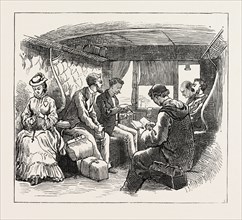 ON THE WAY TO PARAY-LE-MONIAL, FRANCE: THE SERVICE OF THE ROSARY, 1873 engraving