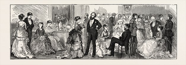 THE CUTLER'S FEAST AT SHEFFIELD, UK: CONVERSAZIONE IN THE CUTLERS' HALL, 1873 engraving