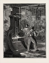 STEAM HAMMER AT THE CLYDE WORKS, UK, 1873 engraving
