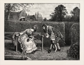 LOVE IN A MAZE, FROM THE PICTURE BY G.A. STOREY, 1873 engraving