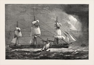 H.M.S. THE SHAH, THE NEW FAST-SAILING STEAM FRIGATE, 1873 engraving