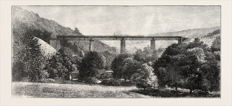 THE NEW DEVON AND SOMERSET RAILWAY: TONE VALLEY VIADUCT, UK, 1873 engraving