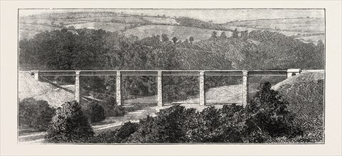THE NEW DEVON AND SOMERSET RAILWAY: CASTLE HILL VIADUCT, UK, 1873 engraving