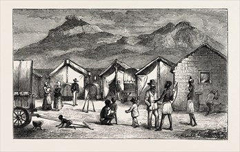 BOERS IN LAAGER ON PIVAN RIVER, ZULU BORDER, CAPE COLONY, SOUTH AFRICA