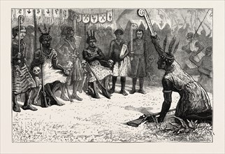 THE ASHANTEE WAR: A PALAVER OF NATIVE KINGS, ANGLO ASHANTI WAR, GHANA, 1873 engraving