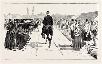 VOLUNTEERS FROM THE 79TH HIGHLANDERS LEAVING ENGLAND FOR THE ASHANTEE WAR: THE PARADE: PRINCE