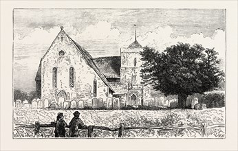 CLIMPING CHURCH, NEAR ARUNDEL, SUSSEX, UK, 1873 engraving