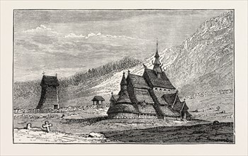 BORGUND CHURCH, NORWAY, 1873 engraving