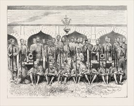THE ASHANTEE WAR: HOUSSA TROOPS TRAINED AT LAGOS, ANGLO ASHANTI WAR, GHANA, 1873 engraving