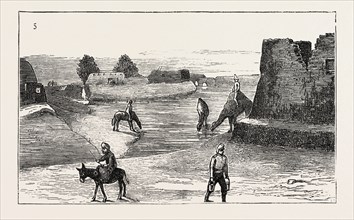 THE RUSSIAN EXPEDITION TO KHIVA: The Fort Karak Ata, 1873 engraving