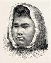 OCCOCOK, ESQUIMAUX RESCUED BY CAPTAIN ALLAN FROM AN ICE FLOE, 1873 engraving