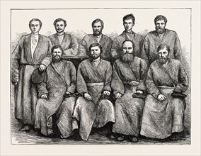 RUSSIAN PRISONERS RELEASED BY THE KHAN OF KHIVA, 1873 engraving