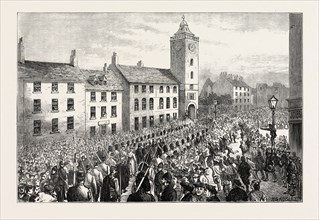 OPENING THE ASSIZES AT STIRLING: THE JUDGES' PROCESSION, 1873 engraving