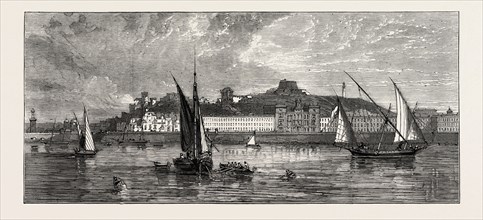 THE CIVIL WAR IN SPAIN: GENERAL VIEW OF CARTHAGENA FROM THE SEA, 1873 engraving