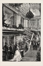 THE RECEPTION OF THE SHAH AT THE FOREIGN OFFICE: VIEW ON THE STAIRCASE, UK, 1873 engraving