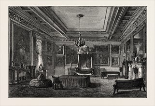 THE SHAH'S BEDROOM IN BUCKINGHAM PALACE, LONDON, UK, 1873 engraving