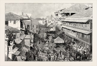 THE MARRIAGE OF THE GAIKWAR OF BARODA: PROCESSION PASSING THROUGH PALACE STREET, BARODA, INDIA